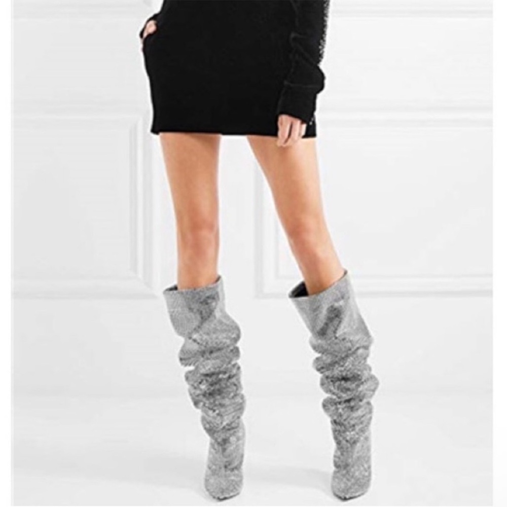 Shimmering Silver Women's Ankle Boots